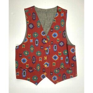 VTG Talbots Womens Reversible Vest Size‎ PS 100% Cotton Aztec Southwestern